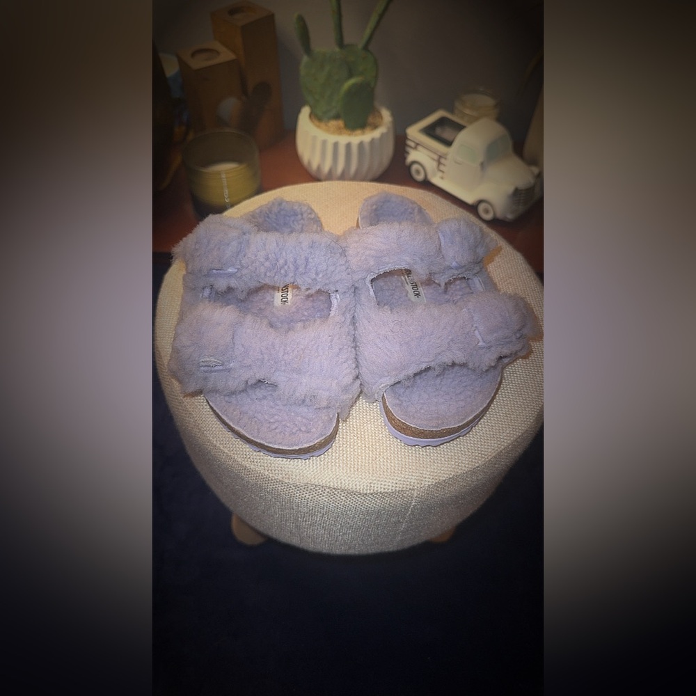Birkenstock Purple Cozy Slippers Plush Fleece